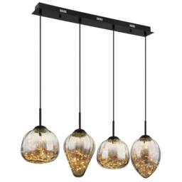 Netlighting Firefly Bar Pendant Matt Black Smoke Glass Shade 4x LED 3000K