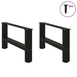 Berkfield Home Coffee Table Legs Black 2 pcs 60x(30-31) cm Steel - thumbnail 4