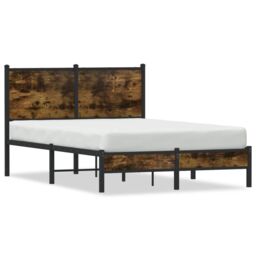 Berkfield Home Metal Bed Frame without Mattress Smoked Oak 120x200 cm in Brown - Size: Small Double - thumbnail 2