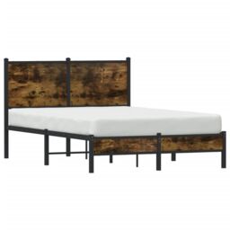 Berkfield Home Metal Bed Frame without Mattress Smoked Oak 120x200 cm in Brown - Size: Small Double - thumbnail 4