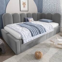 Matteo Grey Velvet Single Sofa Bed 90 x 190 cm, Daybed with Hydraulic Storage - thumbnail 8