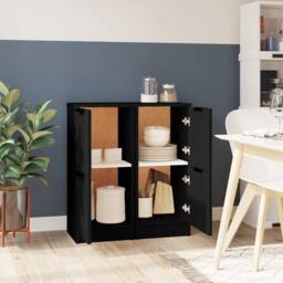 Berkfield Home Sideboards 2 pcs Black 30x30x70 cm Engineered Wood - Size: 30 x 30 x 70 cm