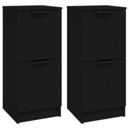 Berkfield Home Sideboards 2 pcs Black 30x30x70 cm Engineered Wood - Size: 30 x 30 x 70 cm - thumbnail 3