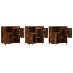 Berkfield Home Sideboards 3 pcs Smoked Oak Engineered Wood in Brown - thumbnail 4
