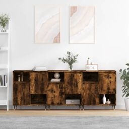 Berkfield Home Sideboards 3 pcs Smoked Oak Engineered Wood in Brown - thumbnail 1