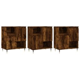 Berkfield Home Sideboards 3 pcs Smoked Oak Engineered Wood in Brown - thumbnail 2