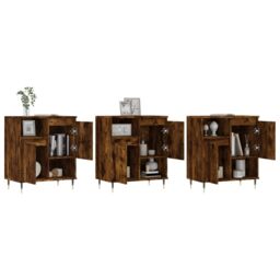 Berkfield Home Sideboards 3 pcs Smoked Oak Engineered Wood in Brown - thumbnail 3