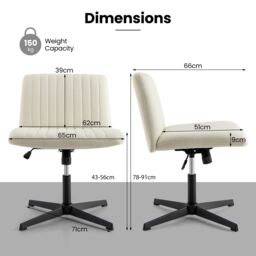 Costway Criss Cross Legged Chair No Wheels 120° Rocking Adjustable Height in Beige - thumbnail 2