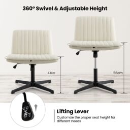 Costway Criss Cross Legged Chair No Wheels 120° Rocking Adjustable Height in Beige - thumbnail 5