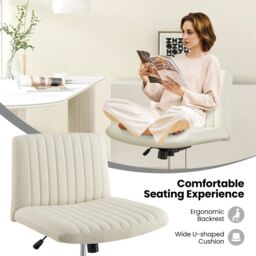 Costway Criss Cross Legged Chair No Wheels 120° Rocking Adjustable Height in Beige - thumbnail 4