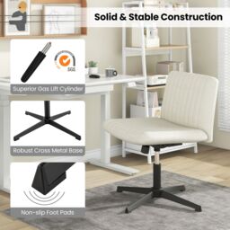 Costway Criss Cross Legged Chair No Wheels 120° Rocking Adjustable Height in Beige - thumbnail 6