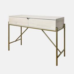 OHS Curved Modern Dressing Table 2 Drawer Vanity Makeup Desk in Light Stone - thumbnail 2