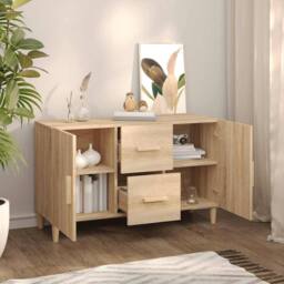 Berkfield Home Sideboard Sonoma Oak 100x36x60 cm Engineered Wood in Light Tan - Size: 100 x 36 x 60 cm - thumbnail 7