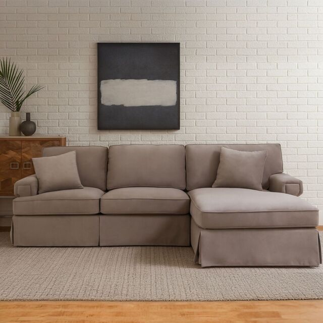 Orsina Three‑Seat Black Velvet Chaise Sofa, Black Velvet Upholstery with Wooden Base, Padded Key‑Style Arms in Brown - image 1