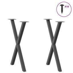 Berkfield Home Dining Table Legs X-Shaped 2 pcs Anthracite 50x(72-73) cm Steel in Dark Grey - thumbnail 3
