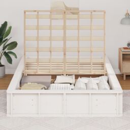 Berkfield Home White Bed Frame with Lift-Up Storage - 140 x 200 cm - thumbnail 4