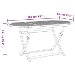 Berkfield Home Folding Garden Table 160x85x75 cm Solid Wood Acacia in Light Brown - Size: 160 x 85 x 75 cm - thumbnail 9