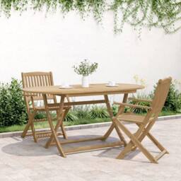 Berkfield Home Folding Garden Table 160x85x75 cm Solid Wood Acacia in Light Brown - Size: 160 x 85 x 75 cm - thumbnail 3