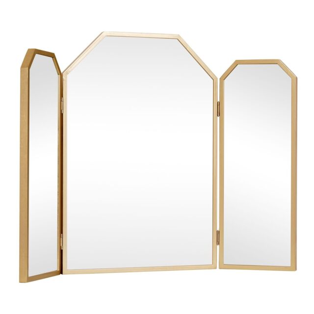 Melody Maison Gold Hexagon Triple Dressing Table Mirror 82cm X 59cm - Size: 82 cm X 59 cm - image 1