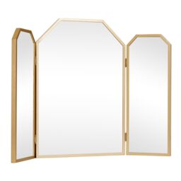 Melody Maison Gold Hexagon Triple Dressing Table Mirror 82cm X 59cm - Size: 82 cm X 59 cm - thumbnail 1