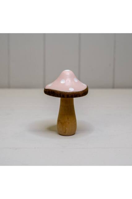 KDMD Medium Pink Wooden Mushroom Decoration - image 1