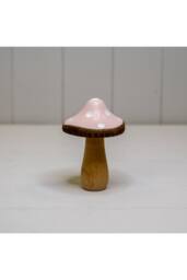 KDMD Medium Pink Wooden Mushroom Decoration - thumbnail 1