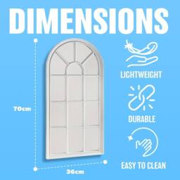 BARGAINS-GALORE Window Style Mirror Room Decor Hallway Home Panel Wall Glass 70cm in White - thumbnail 2