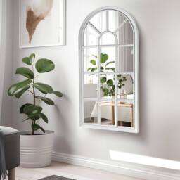 BARGAINS-GALORE Window Style Mirror Room Decor Hallway Home Panel Wall Glass 70cm in White - thumbnail 1