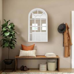 BARGAINS-GALORE Window Style Mirror Room Decor Hallway Home Panel Wall Glass 70cm in White - thumbnail 3