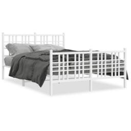 Berkfield Home Metal Bed Frame without Mattress with Footboard White 140x200cm - Size: 140x200 cm - thumbnail 3