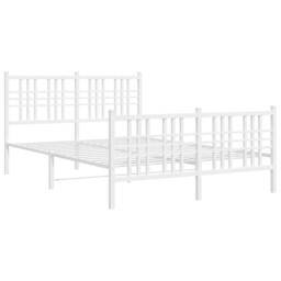 Berkfield Home Metal Bed Frame without Mattress with Footboard White 140x200cm - Size: 140x200 cm - thumbnail 1