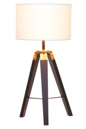 Orsina Tripod Table Lamp With Black Base, Modern White Linen Shade Table Lamp, Adjustable Height Contemporary Lamp