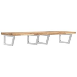 Berkfield Home Basin Shelf Wall Mounted Steel & Solid Wood Acacia in Brown - thumbnail 2