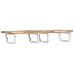 Berkfield Home Basin Shelf Wall Mounted Steel & Solid Wood Acacia in Brown - thumbnail 6