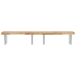 Berkfield Home Basin Shelf Wall Mounted Steel & Solid Wood Acacia in Brown - thumbnail 4