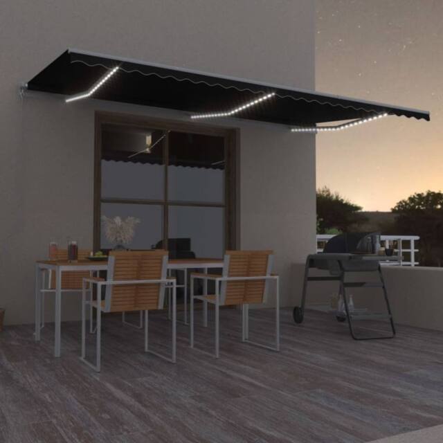 Berkfield Home Manual Retractable Awning with LED 600x300 cm Anthracite in Black - image 1