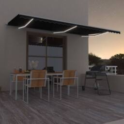 Berkfield Home Manual Retractable Awning with LED 600x300 cm Anthracite in Black - thumbnail 1