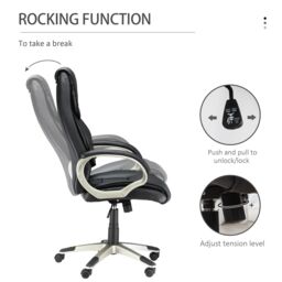 HOMCOM Executive Office Chair Faux Leather Computer Desk Chair w/ Wheel in Black - thumbnail 5