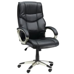 HOMCOM Executive Office Chair Faux Leather Computer Desk Chair w/ Wheel in Black - thumbnail 2