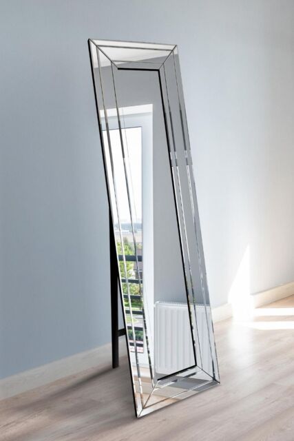 MirrorOutlet Triple Bevel Large Modern Venetian Cheval Mirror 5Ft X 1Ft3 150X40cm in Silver - Size: 1 Pack - image 1