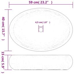 Berkfield Home Durable Countertop Basin Multicolour Oval 59x40x15 cm Ceramic - Size: 59 x 40 x 15 cm - thumbnail 8