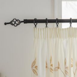 Luxury Living Leaf Embroidered Tulle Voile Curtains Pencil Pleat in Gold - Size: 147 cm width x 183 cm drop - thumbnail 3
