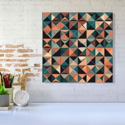 "Warren Reed - Designer Geometric Print Pattern Canvas in Green - Size: W16"" x H16""" - thumbnail 2
