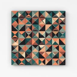 "Warren Reed - Designer Geometric Print Pattern Canvas in Green - Size: W16"" x H16""" - thumbnail 1