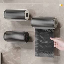 VOGREX 1PCS Wall Mounted Trash Bag Garbage Bag Holder in Grey - thumbnail 4