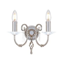 Netlighting Aegean 2 Light Indoor Candle Wall Light Polished Nickel E14 in Grey
