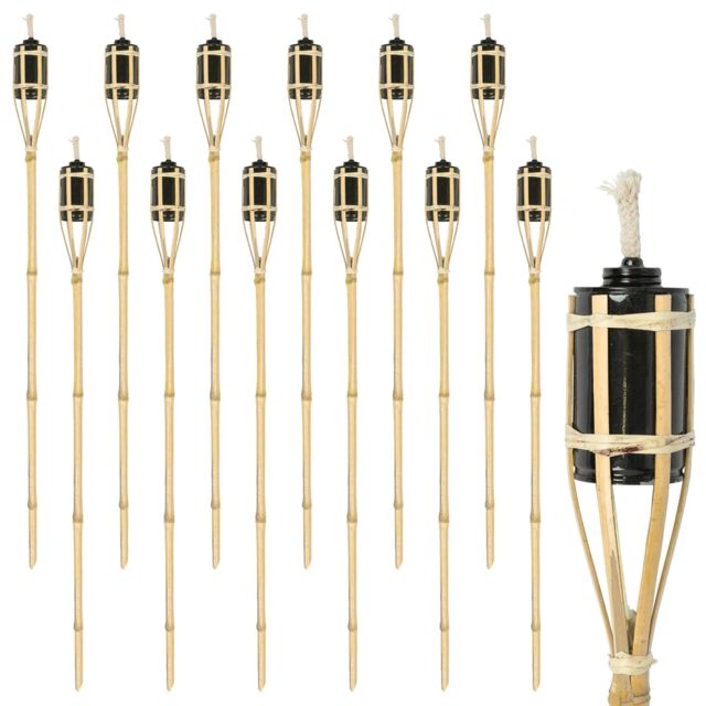 Harbour Housewares Bamboo Garden Fire Torches - 113cm - Pack of 12 in Natural - image 1