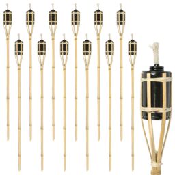 Harbour Housewares Bamboo Garden Fire Torches - 113cm - Pack of 12 in Natural
