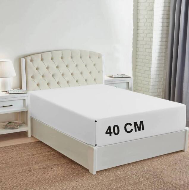 "Homes-Linen 180 Thread Count 16""/40cm Extra Deep Non Iron Fitted Sheet in White - Size: Super King" - image 1