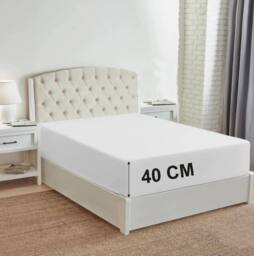 "Homes-Linen 180 Thread Count 16""/40cm Extra Deep Non Iron Fitted Sheet in White - Size: Super King" - thumbnail 1